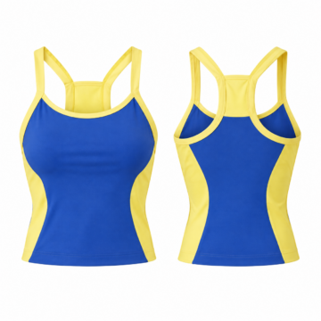 Royal Blue and Yellow Scoop Neck Racerback Athletic Tank Top