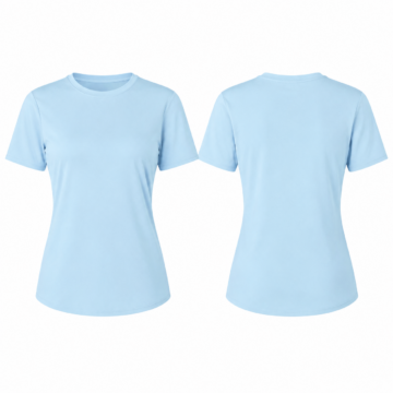 Sky Blue and White Crew Neck Short Sleeve T-Shirt