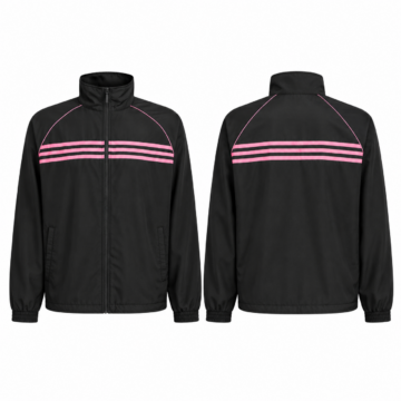 Black and Pink Striped Zip-Up Track Jacket