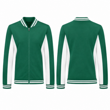 Emerald and White Color Block Track Jacket