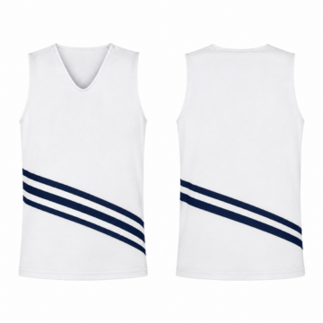 White and Navy Sleeveless V-Neck Tank Top